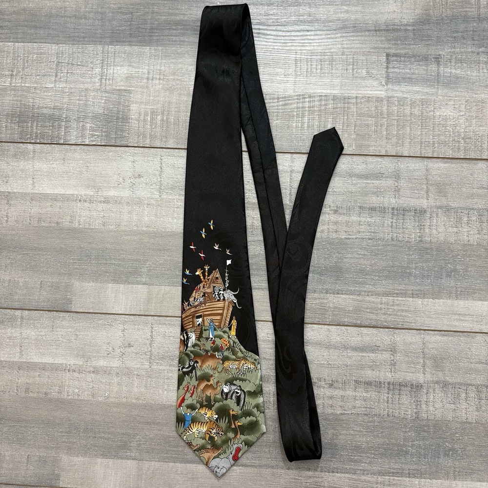 Steven Harris Noah's Ark Boat Animals Tie Bible Pastor Men's Necktie Vintage